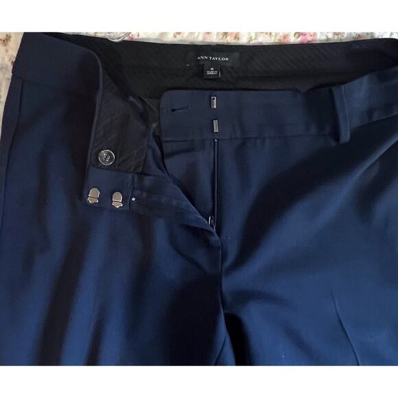 Ann Taylor Pants Womens Size 8 Blue Mid Rise Straight Leg Hook Eye Close Career - Picture 4 of 9